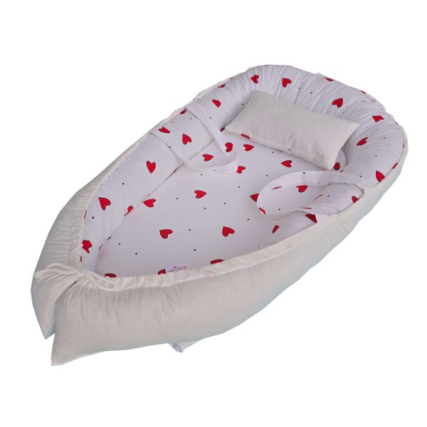 krem kırmızı kalp Babynest