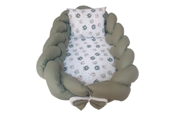 Ayıcık Desenli Yeşil Örgü Babynest