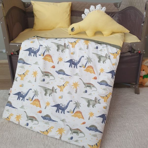 Dino Desenli Sarı 5 Parça Uyku Seti