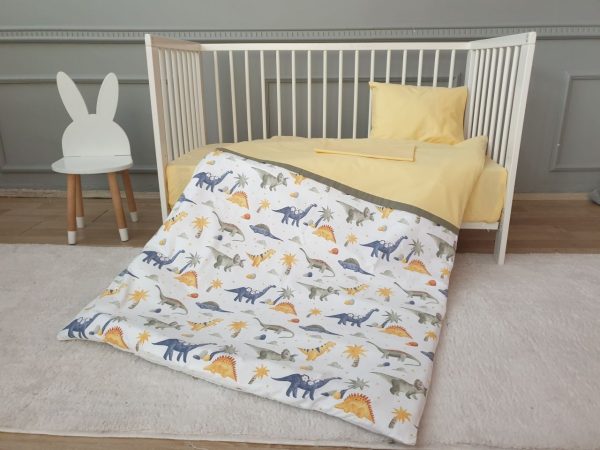 Dino Desenli Sarı Bebek Nevresim Takımı