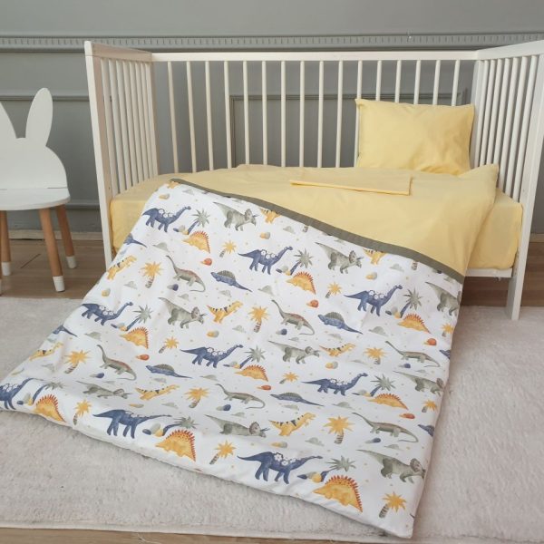 Dino Desenli Sarı Bebek Nevresim Takımı