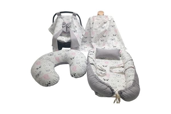 Panda Desenli Gri 5'li Set