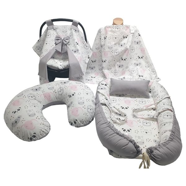 Panda Desenli Gri 5'li Set